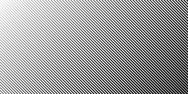 Slant line black halftone gradation texture on white background. Fading diagonal stripe modern design