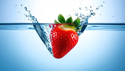 Strawberries Splashing in Water Symbolizing Freshness and Editorial Styling for Nutrition and Lifestyle Themes