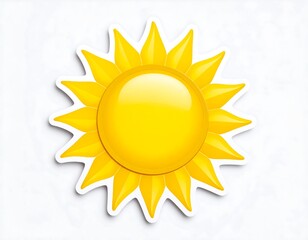 Bright Yellow Sun Icon on White Background.