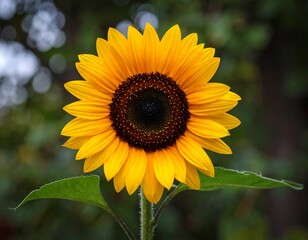Bright Yellow Sunflower in Full Bloom.