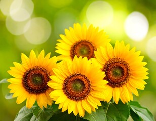 Bright Yellow Sunflowers in Full Bloom.