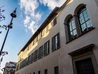 Historic building along via Ancona in Milan, Italy