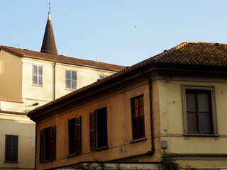 Residential buildings along via San Marco in Milan, Italy