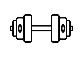 A simple line drawing illustration of a dumbbell representing fitness and exercise with adjustable weights