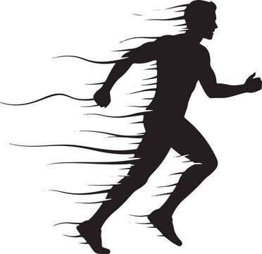 Vector  illustration of Fast running man silhouette isolated on transparent background