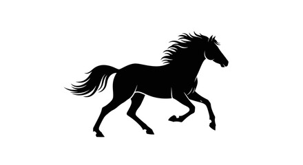 Obraz premium Black Horse Silhouette Running Freely Alone.