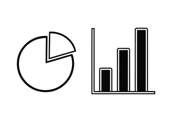 Abstract representation of a pie chart and a bar graph isolated on a white background suggesting data analysis