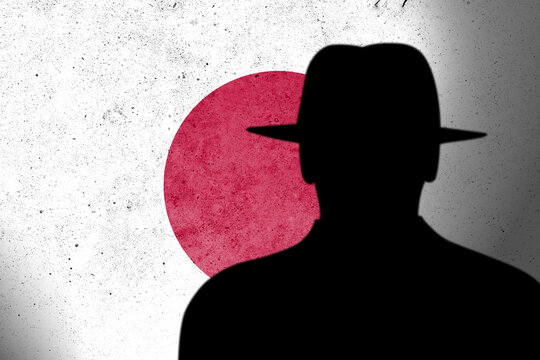 Japan spy and hackers launch cyber attacks. Hackers violate privacy. Hacker is searching  personal data. Social media data breaches