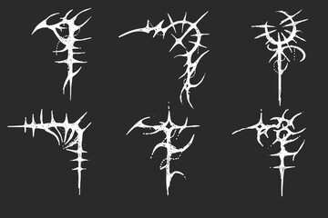 Hand drawn tribal cybersigilsm corner for frames or border 