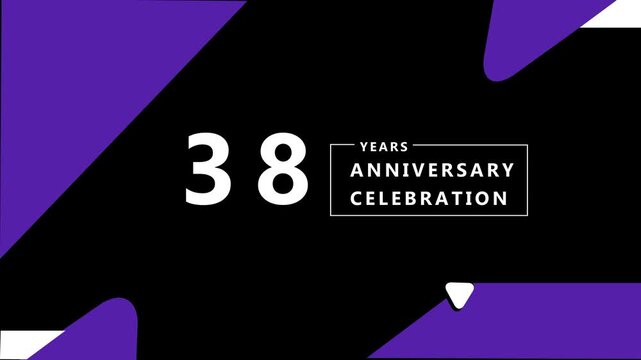 38 years digit animation motion graphics on black screen.celebration, anniversary, birthday concept. 