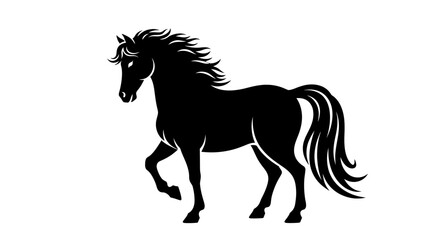 Obraz premium Black Silhouette of Running Horse.
