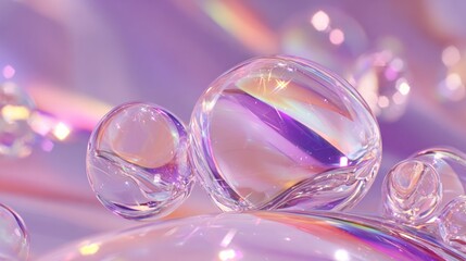 Abstract image of translucent, iridescent spheres
