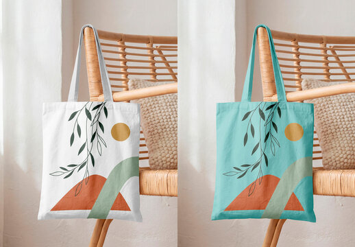 Tote bag hanging on chair indoors