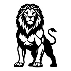 Obraz premium Majestic Lion Head Vector Illustration, Modern Minimalist King Face Logo for Luxury Branding, Aggressive Roaring Mascot and Geometric Animal Silhouette