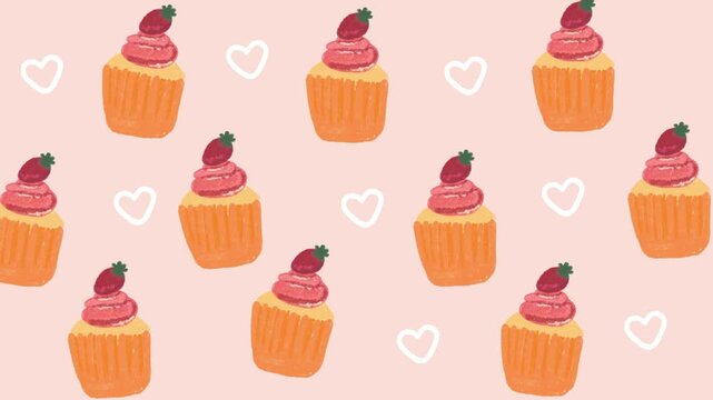 seamless pattern with cupcakes