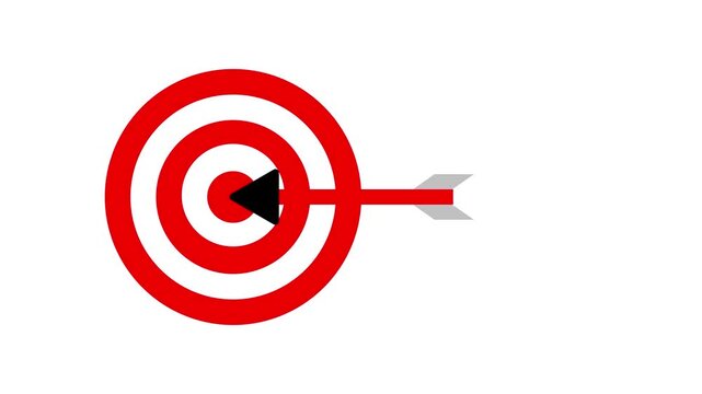 Red and White Target with an Arrow Hitting the Bullseye on a White Background