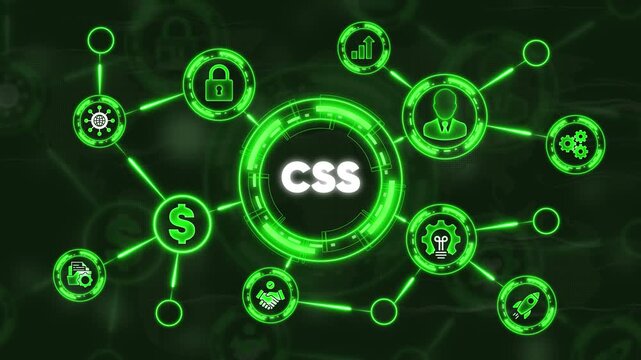 Css coding technology network system green neon connections