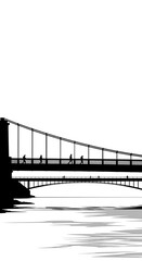 Fototapeta premium Black and white bridge over water.