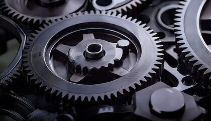 detailed view of a black plastic gear mechanism showcasing its intricate design and functionality ideal for various mechanical applications in engineering projects