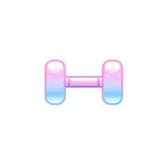 Cartoon dumbbell with a gradient of pink, purple, and blue against a stark black background