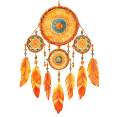 Ornate circular dream catcher with intricate beadwork and colorful feathers
