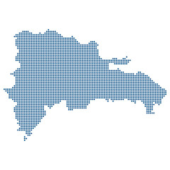 Obraz premium Dominican Republic Blue Dotted Vector Map for Caribbean Logistics and Tourism Tech. Dominican Republic dotted map.