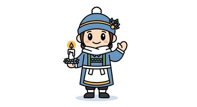 Cartoon Saint Nicholas Holding Candle Figurine.