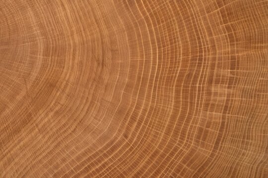 Natural Light Warm Honey Brown Oak Tree Trunk Cross Section Annual Growth Rings Texture Background