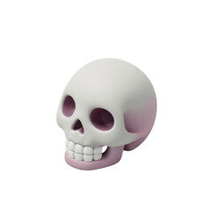 Obraz premium Stylized pink and white human skull figurine isolated on a white background.