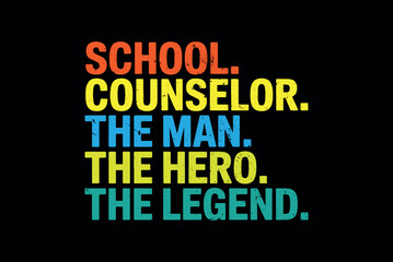 Fototapeta premium Inspirational quote celebrating school counselors with bold typography on dark background