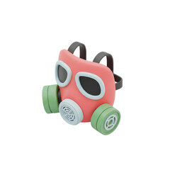 Fototapeta premium Stylized pink and green gas mask respirator isolated on a white background.
