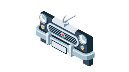 Naklejka premium Classic car front isometric design: retro automobile with vintage charm