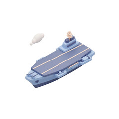 Stylized isometric 3D model of a naval aircraft carrier.