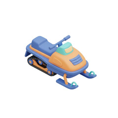 Naklejka premium Colorful 3D snowmobile winter transport vehicle icon.