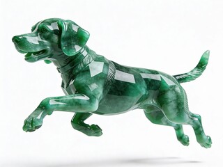 Obraz premium Exquisite jade sculpture of a dog in motion, showcasing intricate craftsmanship