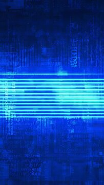 Vertical video: Rising from left cyan lines sweeping across circuit field with glyphs forming band