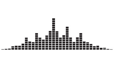 Naklejka premium Abstract sound wave equalizer graphic represented by black squares on white background.