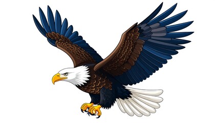 Obraz premium Illustration features a majestic bird of prey in mid-flight, showcasing detailed feathers, sharp talons, and a piercing gaze