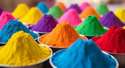 Vibrant hues of joy celebrating happy holi with colorful powders