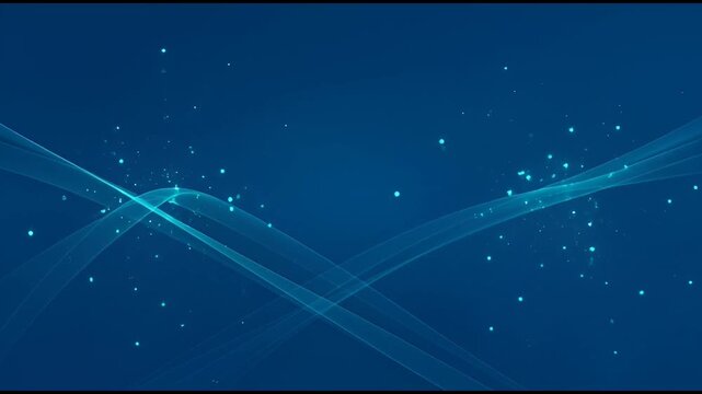 Blue Abstract Technology Wave Background with Particle Motion and Digital Flow Video
