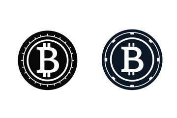 Bitcoin Cryptocurrency Symbol Silhouette Black Digital Currency Design