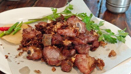 Fototapeta premium Fried Thai Sour Pork Ribs.