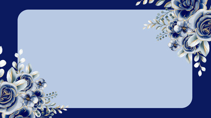 Elegant Blue Floral Border with a Copy Space for Text and Design © Senandung