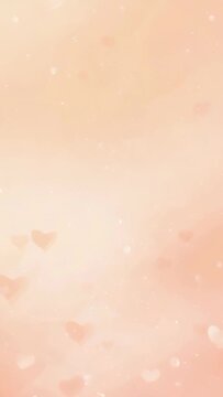 Vertical video: Loop starting hearts and sparkles drifting upward on peach screen for wallpaper
