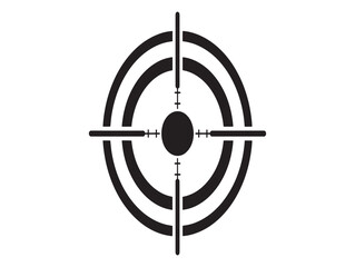 Black and white target illustration with concentric rings and crosshair for precision and accuracy concepts