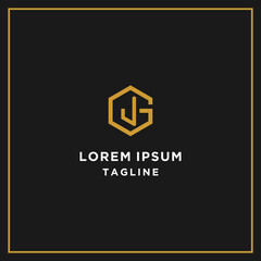 gj or jg hexagon logo