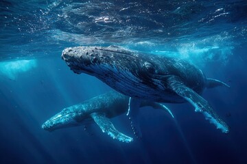 Fototapeta premium inspiring clean oceans with whales swimming