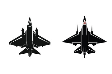 Fighter Jet Military Plane Silhouette Icon Vector Illustration Design