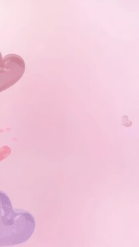 Vertical video: Pulsing heart art causing shimmer for pastel pink wallpaper, confetti and sparkles