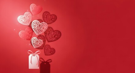 Obraz premium Valentine's day decor with heart balloons and gift